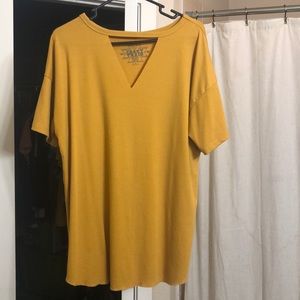Crazy Train Mustard Keyhole Top